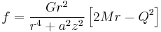 f = \frac{Gr^2}{r^4 %2B a^2z^2}\left[2Mr - Q^2 \right]