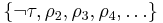 \{\neg\tau, \rho_2, \rho_3, \rho_4, \dots\}