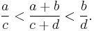 \frac a c < \frac{a%2Bb}{c%2Bd} < \frac b d. 