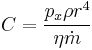 C=\frac{p_x\rho r^4}{\eta \dot{m}}