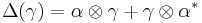 \Delta(\gamma) = \alpha \otimes \gamma %2B \gamma \otimes \alpha^*