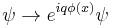 \psi \rightarrow e^{iq\phi(x)} \psi