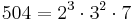 504=2^3\cdot3^2\cdot7