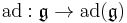 \operatorname{ad}: \mathfrak{g} \to \operatorname{ad}(\mathfrak{g})