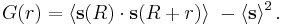 G (r) = \langle \mathbf{s}(R) \cdot \mathbf{s}(R%2Br)\rangle\ - \langle \mathbf{s} \rangle^2\,.