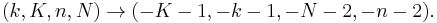 (k,K,n,N) \rarr (-K-1,-k-1,-N-2,-n-2).