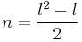 n = \frac{l^2-l}{2} 