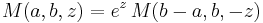 M(a,b,z) = e^z\,M(b-a,b,-z)