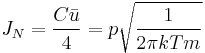 J_N = \frac{C\bar u}{4} = p\sqrt{\frac{1}{2\pi kTm}}