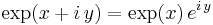 \exp(x%2Bi\,y)=\exp(x)\,e^{i\, y}