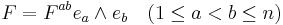 F = F^{ab} e_a \wedge e_b \quad (1 \le a < b  \le n) 