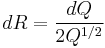 dR=\frac{dQ}{2Q^{1/2}}