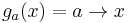 g_a(x) = a \to x