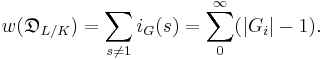 w(\mathfrak{D}_{L/K}) = \sum_{s \ne 1} i_G(s) = \sum_0^\infty (|G_i| - 1).