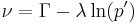 \ \nu=\Gamma-\lambda \ln(p')