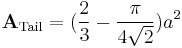 \mathbf{A}_{\mathrm{Tail}}=(\frac {2}{3}-\frac {\pi}{4\sqrt {2}})a^2