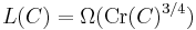 L(C)=\Omega(\operatorname{Cr}(C)^{3/4})\,