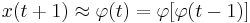   {x}(t%2B1) \approx \varphi(t)=\varphi [\varphi(t-1)]