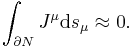 \int_{\partial N} J^\mu \mathrm{d}s_\mu \approx 0.