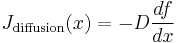 J_\mathrm{diffusion} (x)=-D \frac{df}{dx}