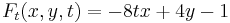 F_t(x,y,t)=-8tx%2B4y-1