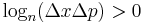 
\log_n(\Delta x \Delta p) > 0
\,