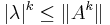 |\lambda|^k\leq \|A^k\|