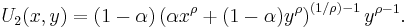 U_2(x,y)=(1-\alpha)\left(\alpha x^\rho %2B(1-\alpha)y^\rho\right)^{\left(1/\rho\right)-1} y^{\rho-1}.