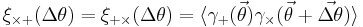 
\xi_{\times %2B}(\Delta\theta)=\xi_{%2B \times}(\Delta\theta) = \langle \gamma_%2B(\vec{\theta}) \gamma_\times(\vec{\theta}%2B\vec{\Delta\theta}) \rangle
