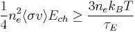 \frac{1}{4}n_e^2 \langle\sigma v\rangle E_{ch} \ge \frac{3n_ek_BT}{\tau_E}