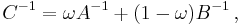 C^{-1} = \omega A^{-1} %2B (1-\omega) B^{-1} \, ,