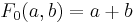 F_0(a, b) = a %2B b