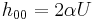 h_{00}=2\alpha U\,