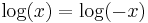 \log (x) = \log (-x)