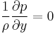  {1\over \rho} {\partial p \over \partial y}=0 