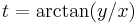  t = \arctan(y/x) \, 