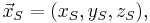 \vec{x}_S=(x_S,y_S,z_S),