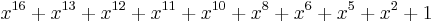 x^{16} %2B x^{13} %2B x^{12} %2B x^{11} %2B x^{10} %2B x^8 %2B x^6 %2B x^5 %2B x^2 %2B 1