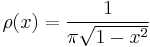 \rho(x)=\frac{1}{\pi\sqrt{1-x^2}}