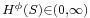 \scriptstyle H^\phi(S)\in(0,\infty)