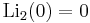 \operatorname{Li}_2(0)=0