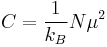 C = \frac{1}{k_B}N \mu^2