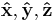 \mathbf{\hat{x}}, \mathbf{\hat{y}}, \mathbf{\hat{z}}