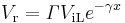 V_\mathrm r = \mathit \Gamma V_\mathrm {iL}e^{-\gamma x}\,\!