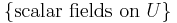     \{\mbox{scalar fields on }U\} \;