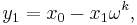 y_1 = x_0 - x_1 \omega^k, \, 