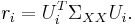 r_i = U_i^T \Sigma_{XX} U_i.\,