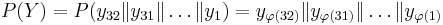 P(Y) = P(y_{32} \mathcal{k} y_{31} \mathcal{k} \dots \mathcal{k} y_1) = y_{\varphi(32)} \mathcal{k} y_{\varphi(31)} \mathcal{k} \dots \mathcal{k} y_{\varphi(1)}