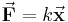  \vec{\mathbf{F}}=k\vec{\mathbf{x}} \ 