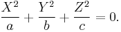 \frac{X^2}{a}%2B\frac{Y^2}{b}%2B\frac{Z^2}{c}=0.